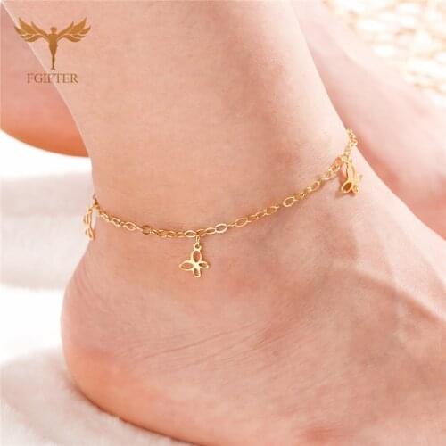 Bohemian Butterfly Anklet Stainless Steel Gold Color Anklet for Women Fashion Foot Chain Bracelet Jewelry