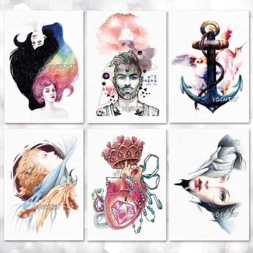 Different people Pattern Temporary Tattoo Stickers Waterproof Women Fake Hand Tattoos Adult Men Body Art