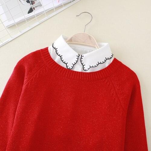 Detachable finger False Blouse Top Women Embroidery necktie gravata Peter Pan Women Detachable Lapel Shirt Fake False Collar