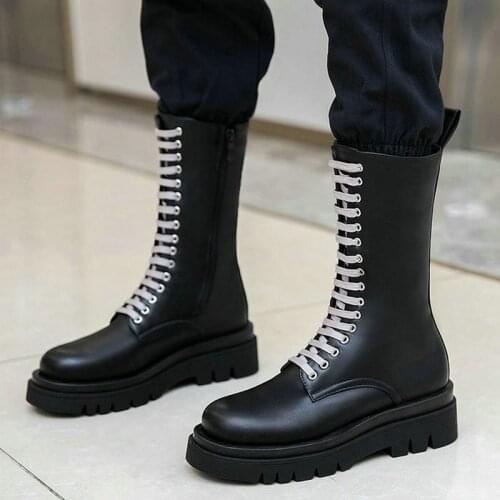 Plus Size 34-43 Women Ankle Boots Platform Flat with Ladies Motorcycle Boots PU Leather Autumn Winter Womans Shoes 2021 Black