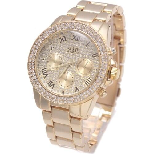 Top Brand Luxury G&D Gold Women Quartz Wristwatches Diamods Stainless Steel Relojes Mujer Womens Watches Relogio Feminino Gifts