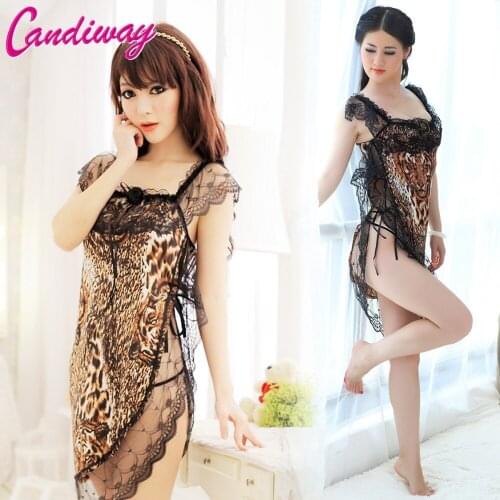 Wild Sexy dress Lingerie Hot Women Lace leopard Halter Sex Wonder Costumes Sex Night Dress Sexy Underwear Sex Sleepwear games