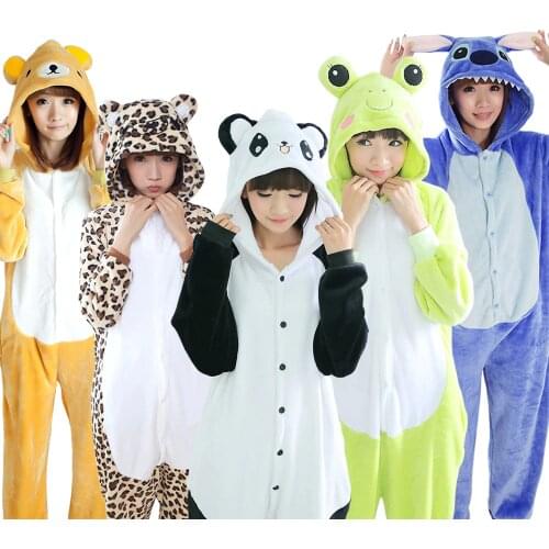 KIGUCOS All in One Winter Warm Pyjama Cartoon Unicorn Onesies One Piece Pijama Hooded Sleepwear Kugurumi Animal Pajama for Women