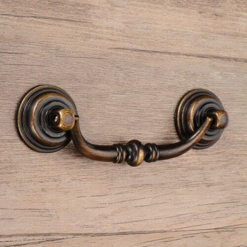 Antique Copper Drawer Bail Pull Handle Dresser Cabinet Door Handle Pull Rod Cupboard Drawer Furniture Hardware Tool 1pc