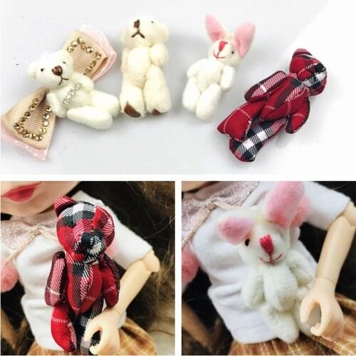 1PCS Cute 4.5cm/6cm Mini 4 Style Grid Bear Photos Props Toys for Girls Dolls Accessories