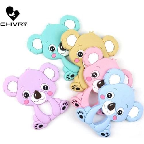 10Pcs Cute Cartoon Baby Teether Food Grade Silicone Animal Koala Shape Baby Teething Necklace Toys DIY Newborn Gifts