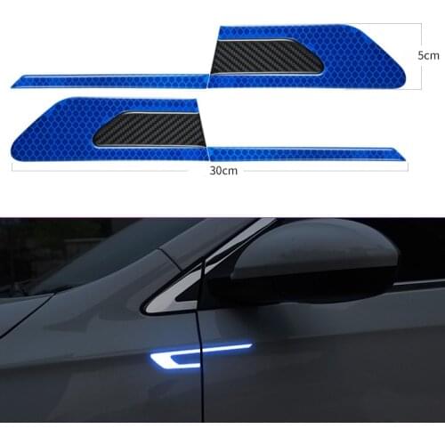 2pcs Auto Reflective Stickers Warning Tape Bumper Reflective Strips Secure Reflector Stickers Decals Cool reflective Shape Of Ca