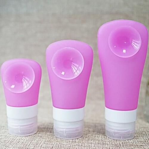 38ML/60ML/90ML Cute Portable Silicone Refillable Bottle Gel Empty Shampoo Bottle With Sucker For Traveler Wholesale