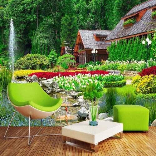 Custom 3D Photo Wallpaper For Walls Villa Garden Nature Landscape Mural De Parede 3D Living Room Bedroom Wall Decor Decal Paper