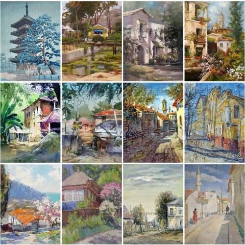 5D Diy Diamond Painting Abstract Japanese Travel Landscape Town Full Drill Embroidery Cross Stitch Mosaic Kits Home Decor Gifts