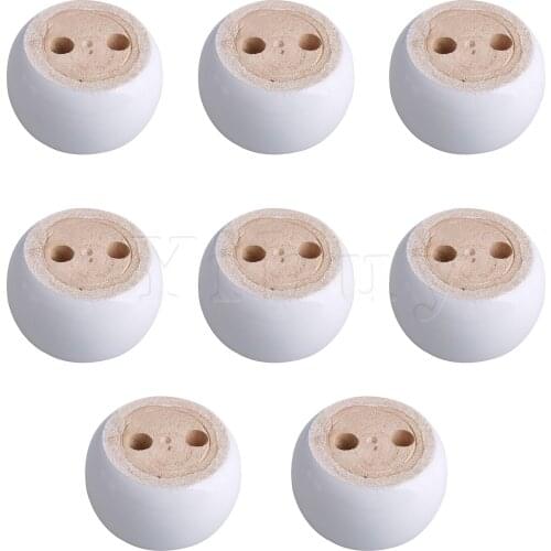 8 x White Eucalyptus-Wood 67x40mm Round Furniture Feet for Sofa Leg