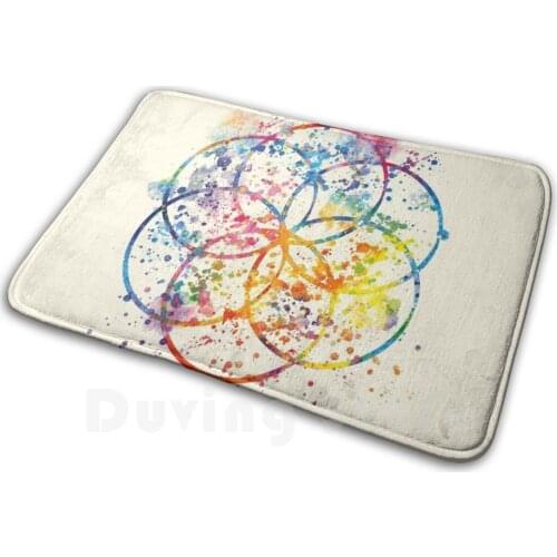 Watercolor Sacred Geometry By Vart Carpet Mat Rug Cushion Soft Watercolor Sacred Geometry Good Luck Mandala