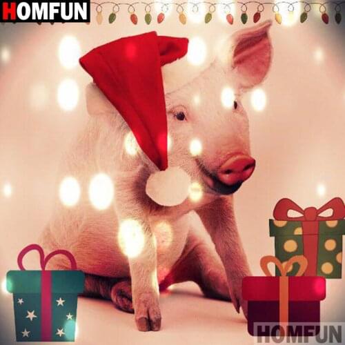 HOMFUN Full Square/Round Drill 5D DIY Diamond Painting "Animal pig" 3D Embroidery Cross Stitch 5D Decor Gift A16603