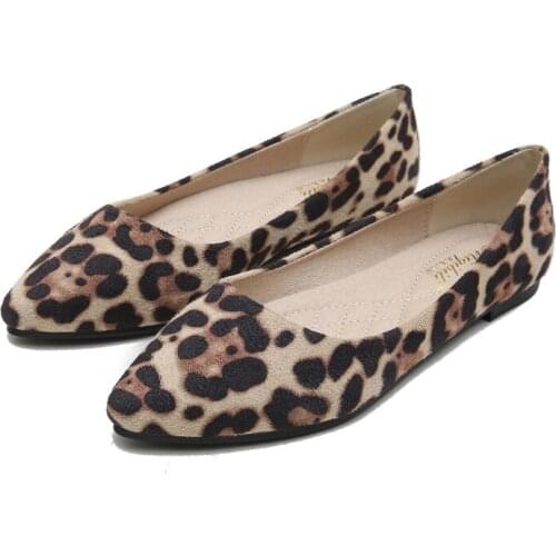 Plus Size 43 Women Flats Shoes 2020 Loafers Sexy Leopard Slip On Flat Shoes Ballet Flats Comfortable Ladies Shoe Zapatos Mujer