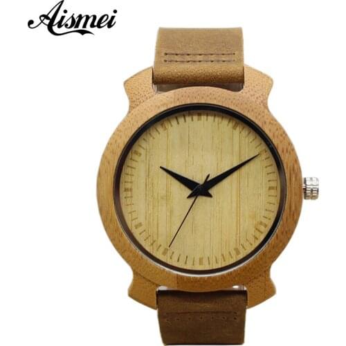 2018 Top brand Luxury Mens Bamboo Wooden Quartz Watch with Genuine Leather Strap Men Women Clock Unisex wood watches Relogio