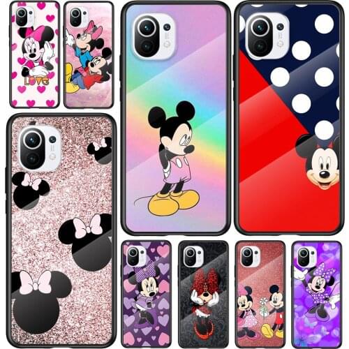Tempered Glass Cover Cute Mickey Mouse For Xiaomi Mi 11 11i 10T 10 CC9E CC9 9T Note 10 Ultra Pro Lite Phone Case
