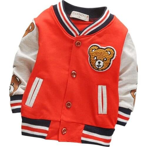 Children Girls Clothes Kids Baseball Sweatershirt Toddler Fashion Jacket Spring Autumn Baby Cartoon Bear Outwear For Boy Garment