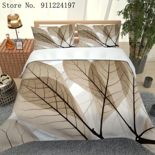 Home Textile Simple Duvet Cover Comforter Bedding Set Withered Leaf Printing 3pcs Quilt Cover Single Double 240*220/229*229CM