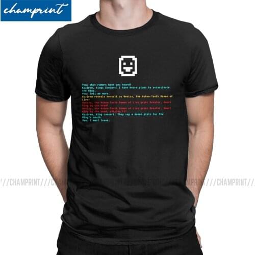 I Must Leave T-Shirts Men Dwarf Fortress Ascii Pixel Gaming Funny Tees Round Collar Short Sleeve T Shirt Plus Size Tops