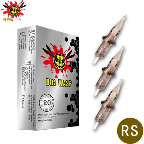 BIGWASP 1005RS Tattoo Needle Cartridges #10 (0.3mm) 5RS for Round Shader Tattoo Machines & Grips 20Pcs