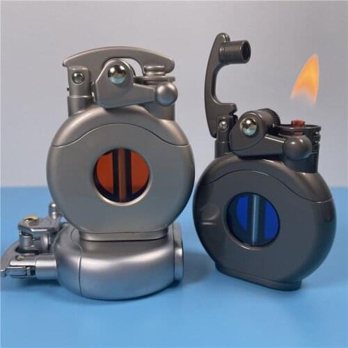 Zorro Kerosene Lighter Original Metal Rocker Arm Ignition Gasoline Lighter Transparent Oil Bunker Outside Tool Business Gift