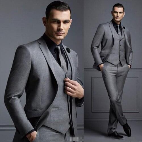 Classic Mens Suits Casual Slim Wedding Groom Tuxedo Formal Business Blazer 3 Piece Sets Terno Masculino (Jacket + Vest+Pants)