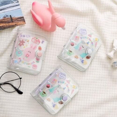 Korean Mini 3 Hole Binder Loose-leaf Notebooks and Journals Pocket Pvc Transparent to Do List Check Notepad School Stationery