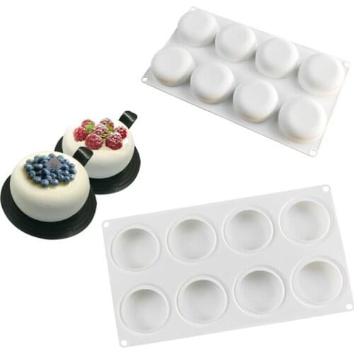 8-hole Round Food Grade Silicone Mold Hand-made Soap Silicone Mold High Temperature Mould For Baking Pastry Pudding Molds