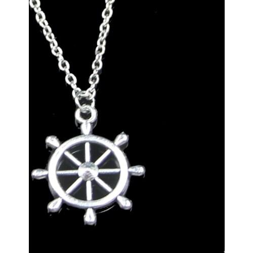 Fashion 28*24mm Wheel Helm Rudder Pendant Necklace Link Chain For Female Choker Necklace Creative Jewelry party Gift