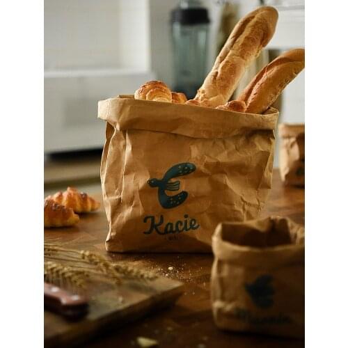 Washable Kraft Paper Bag Refrigerator Fruit Bread Food Water Proof Buggy Bag Large Flower Pot Coats Kitchen Tools Shopping Bag