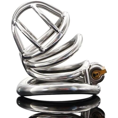 Male Stainless Steel Cock Cage Penis Ring Chastity Device With Lockable Sex Slaves Training Penis Ring Lock BDSM Sex Toys