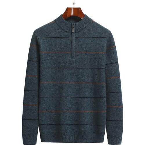 UCAK Brand Classic Zipper Sweaters Men Clothing O-Neck Striped Streetwear Sweater Pull Homme Autumn Winter Thick Pullover U1291