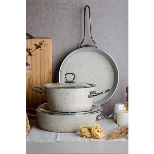 5 piece Ideal Granite White Cookware Set