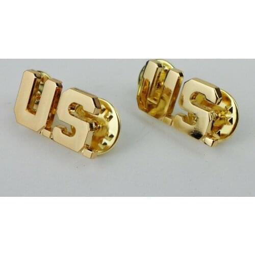 SET UNITED STATES ARMY OFFICER COLLAR BADGE INSIGNIA US COUNTRY NAME LAPEL PIN Military Store