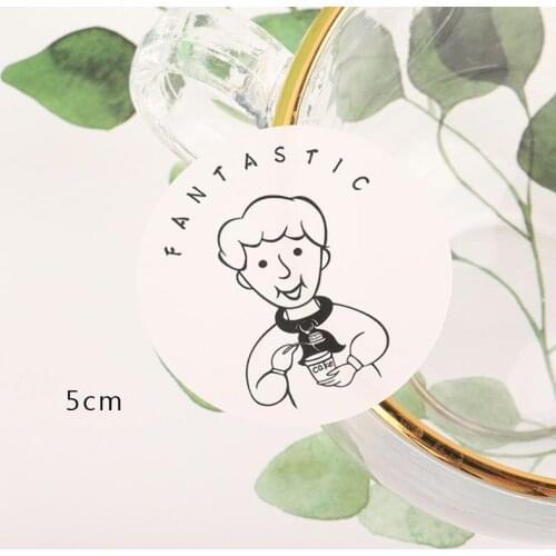 900pcs Round Transparent White 5cm Sealing Sticker Hand-painted Cutlery Pattern Baking Cake Dessert Label Adhesive Sticker