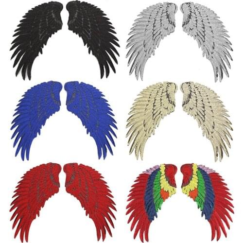 New wing Embroidery Cloth Sequins Feather Patches Accessories wing Gold Sliver Sequined Patch Sew on Transfert Iron On