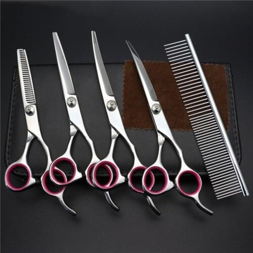 7 inch Stainless Steel Scissors Pets Dogs Cats Hair Grooming Curved Up Down Small Scissor For Haircut Cutting Tools Supplies