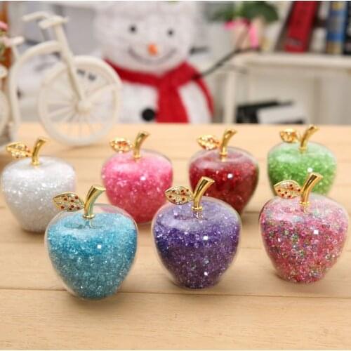 Amazing Love Gifts Hollow Glass Apple fullfill with Color Crystal Rhinestone Figurines Home Decoration Accessories
