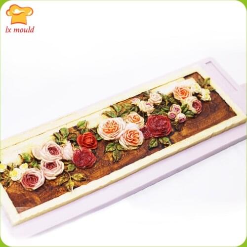 LXYY New Fondant Silicone Mold Pattern Rose Lace Wedding Valentines Day Cake Decoration Tool