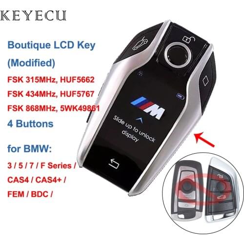 Keyecu Modified Boutique Smart LCD Key 315MHz HUF5662,434MHz HUF5767,868 MHz 5WK49861 for BMW 3 5 7 F Series FEM BDC CAS4 CAS4