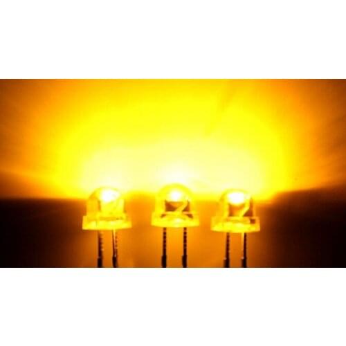 MIX Water Clear Straw Hat Through Hole 5MM Yellow LED Diode