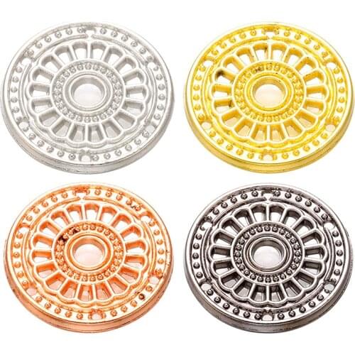 20pcs Alloy Multi Hole Connector bracelet flat Hollow round Connectors DIY Jewelry Findings Necklace Handmade Accessories