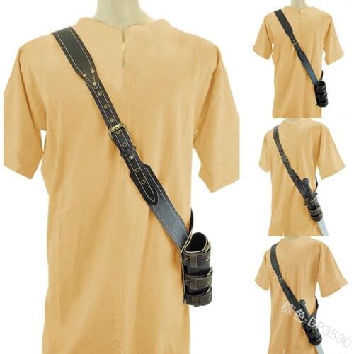 Medieval Sword Belt Waist Sheath Scabbard Adult Warrior Armor Costume Rapier Leather Buckle Strap Holster