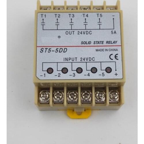 ST5-5DD 5 Groups Din Rail SSR Quintuplicate Five Input Output 24VDC Single Phase DC Solid State Relay