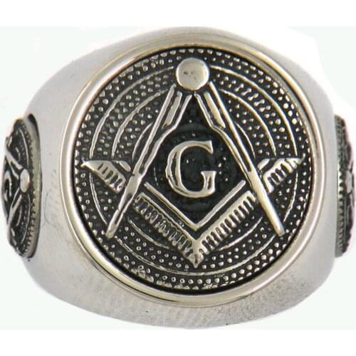 FANSSTEEL Stainless Steel Jewelry vintage FreeMasonry Master Masons Square and Compass Masonic Ring FSR13W24