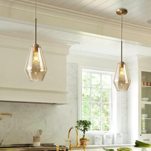 Kitchen Glass Pendant Light Study Modern Ceiling Lamp Bar Lighting Bedroom Contemporary Lights Home Indoor Lights Bulb For Free