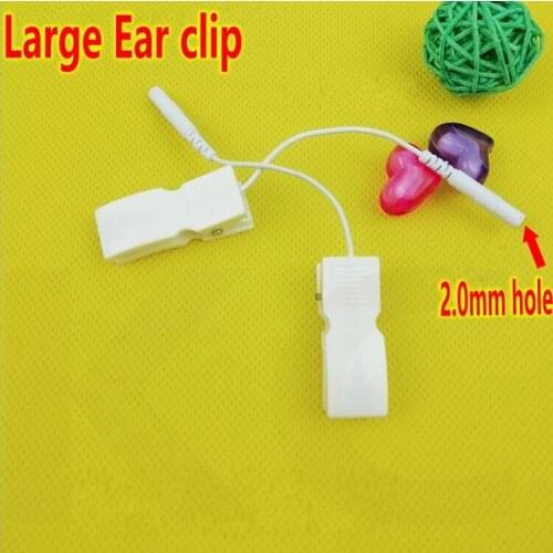 50pcs Breast & Large Ear Clip Electrode Lead Wires 2mm Pin Snap Connection tieline for Tens EMS
