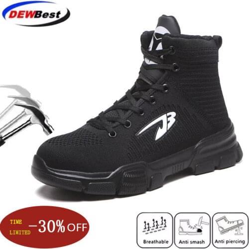Dewbest All Season Men Safety Work Boots Shoes Anti-smashing Steel Toe Cap Boots Indestructible Working Shoes Pluse Size 48