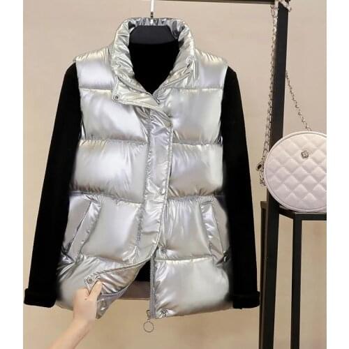2020 Vest Women Winter Warm Korean Down Vest Waistcoat Glossy Bright Sleeveless Jacket 3XL,4XL Plus Size a048