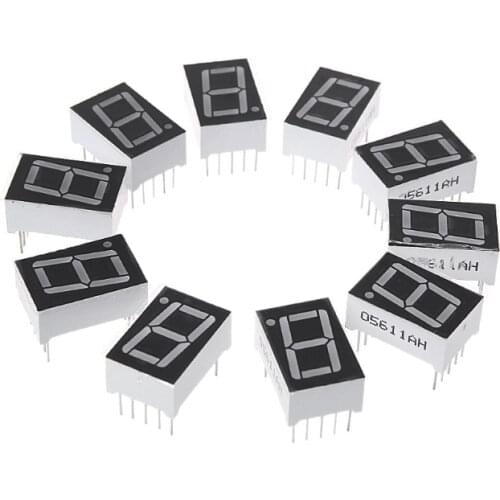 10PCS 0.56 Inch 7 Segment 1 Digital LED Display Red Common Cathode Digital Tubes